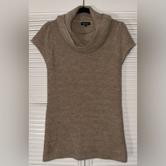 Stambecco Italy Wool Alpaca Blend Cowl Neck‎ Cap Sleeve Tunic Sweater Size L - Picture 1 of 8